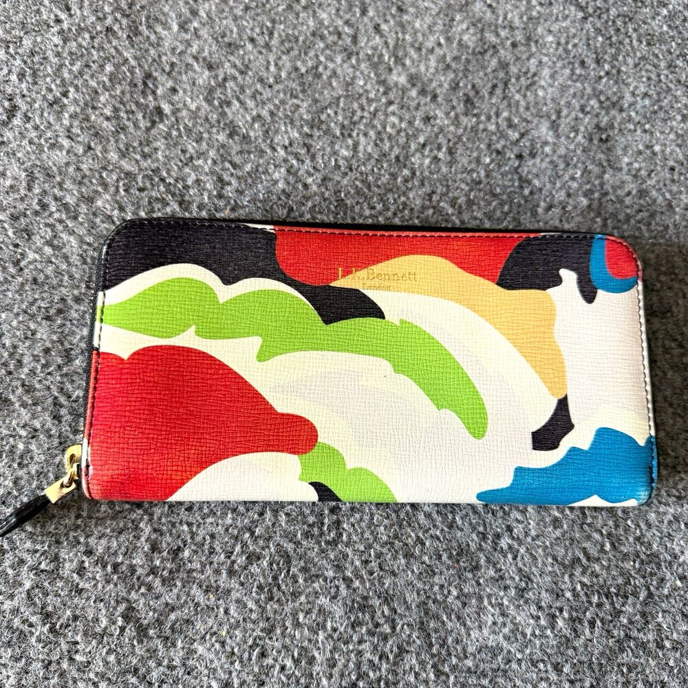 L.K.Bennett Women’s Multicolor Abstract Zip-Around Wallet, Credit Card Slots